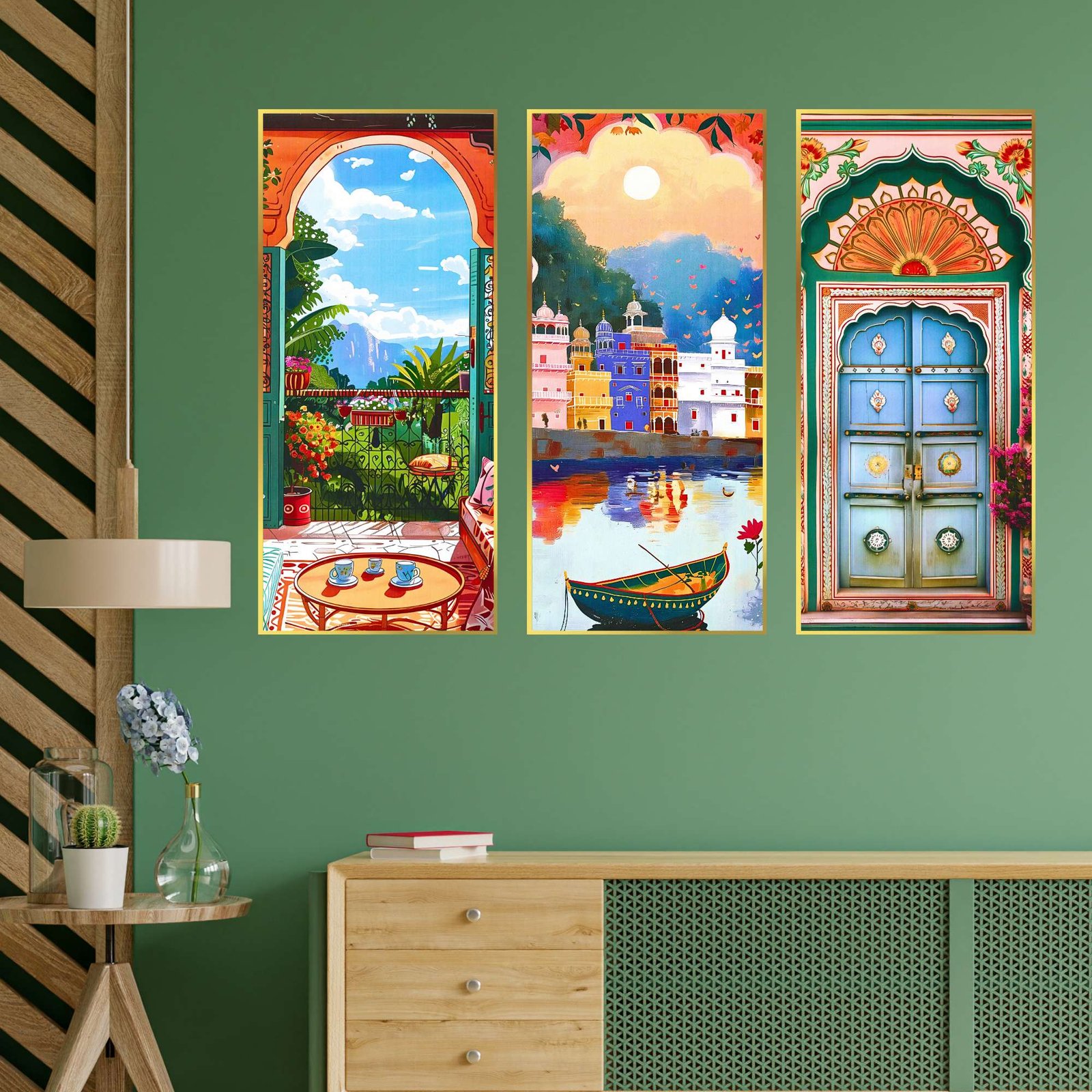 Set of Three large Wall Paintings for Wall Dacoration Golden Framed Wall Paintings for Living Room & Bedroom Wall Art for Home Decoration & Office Wall Dรฉcor (14x11 inch CH-LGD3-2) - Image 3